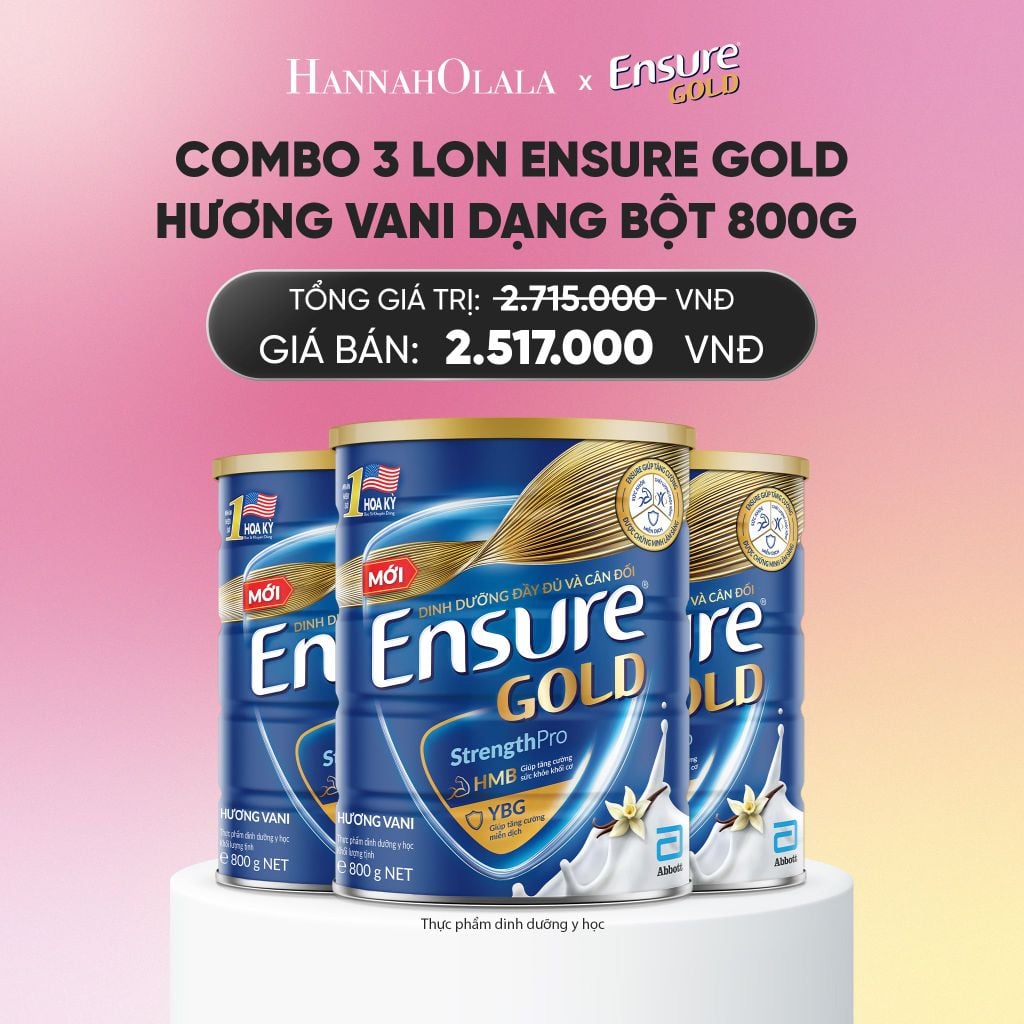  COMBO 3 LON ENSURE GOLD HƯƠNG VANI DẠNG BỘT 800G DEAL : _A1621 