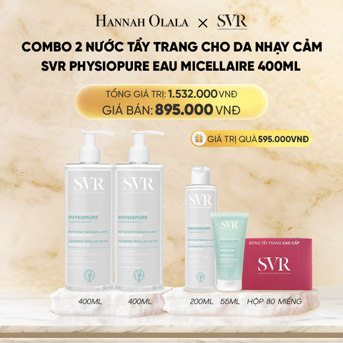  DEAL 07: COMBO 2 NƯỚC TẨY TRANG CHO DA NHẠY CẢM SVR PHYSIOPURE EAU MICELLAIRE 400ML 