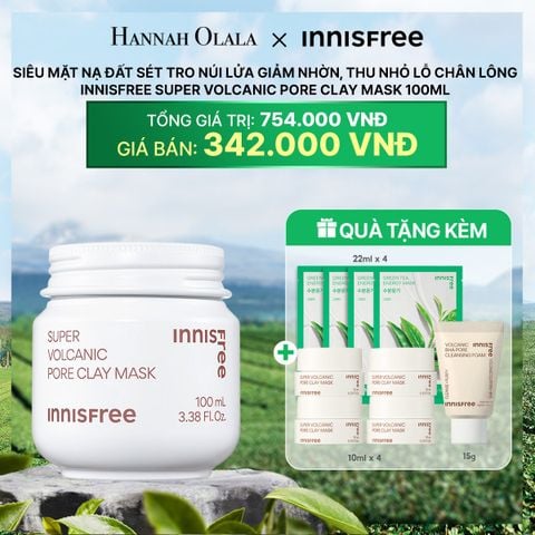  DEAL 7: SIÊU MẶT NẠ ĐẤT SÉT TRO NÚI LỬA GIẢM NHỜN, THU NHỎ LỖ CHÂN LÔNG INNISFREE SUPER VOLCANIC PORE CLAY MASK 100ML 