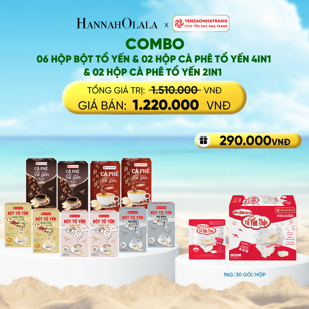  DEAL 7: COMBO 06 HỘP BỘT TỔ YẾN & 02 HỘP CÀ PHÊ TỔ YẾN 4IN1 & 2 HỌP CÀ PHÊ TỔ YẾN 2IN1 