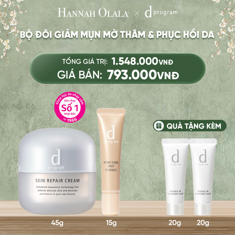  DEAL 7 BAU: COMBO ESSENCE GIẢM MỤN VÀ LÀM MỜ VẾT THÂM D PROGRAM ACNE CARE SPOT ESSENCE 15G VÀ KEM DƯỠNG PHỤC HỒI DA MICROBIOME SKIN REPAIR CREAM 45G 
