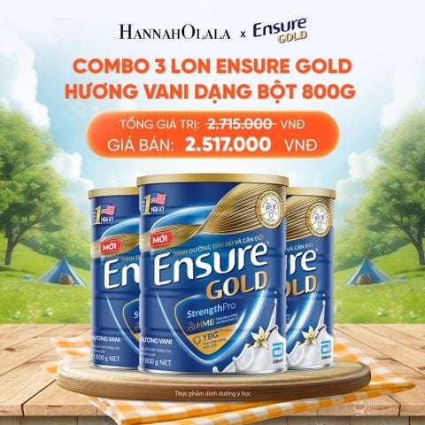  COMBO 3 LON ENSURE GOLD HƯƠNG VANI DẠNG BỘT 800G DEAL 7: 