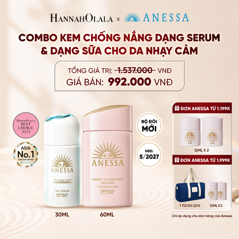  COMBO SERUM CHỐNG NẮNG & SỮA CHỐNG NẮNG BẢO VỆ VÀ DƯỠNG DA AN TOÀN CHO DA NHẠY CẢM ANESSA DAY SERUM 30ML + MILD MILK 60ML HSD: 24/05/2027 - DEAL 7 