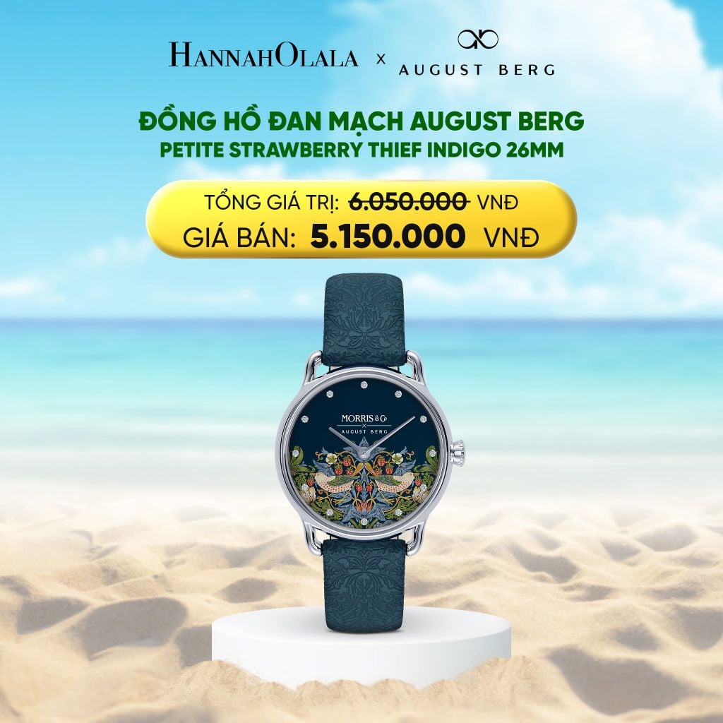  DEAL 7: PETITE STRAWBERRY THIEF INDIGO 26MM - DÂY DA Ý - MÀU BẠC 