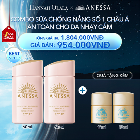  A24_[FLASH DEAL] DEAL 7: COMBO SỮA CHỐNG NẮNG DƯỠNG DA DỊU NHẸ AN TOÀN CHO DA NHẠY CẢM VÀ TRẺ EM ANESSA MILD MILK SPF50+ PA++++ 60MLX2 