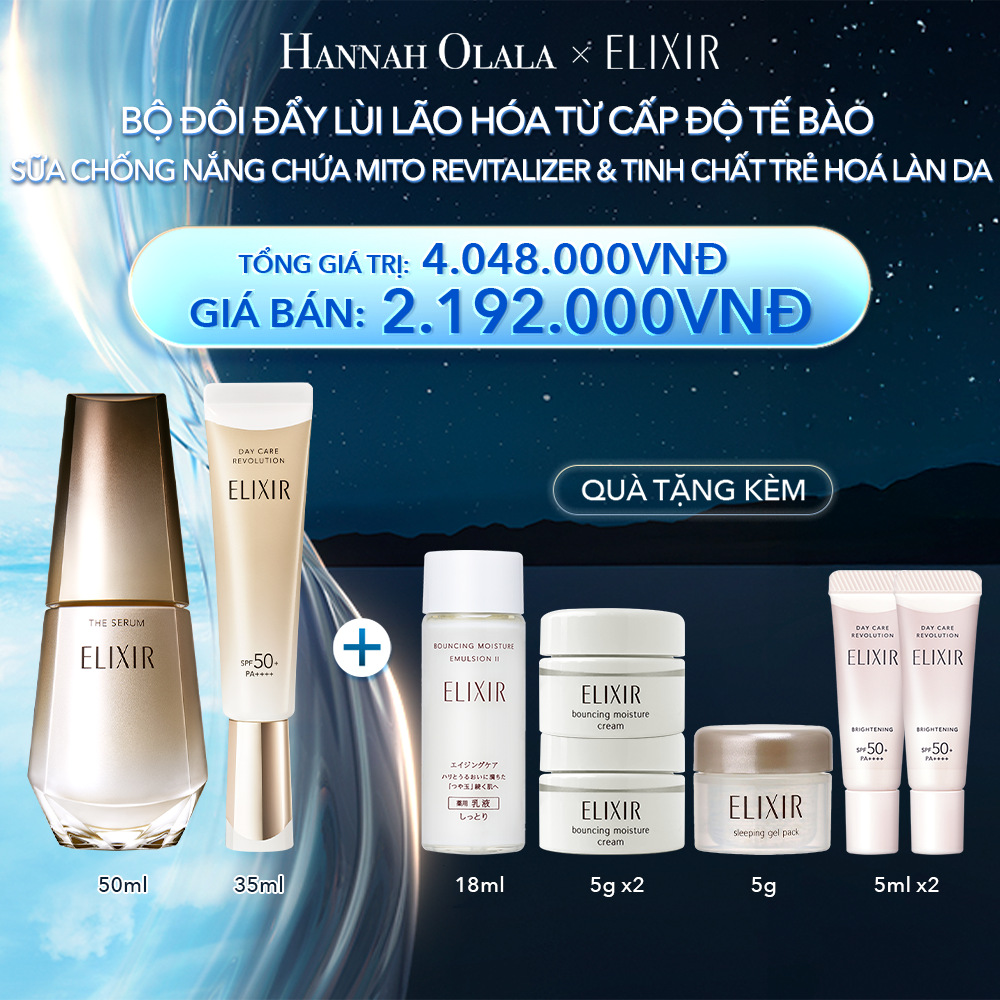  A52_DEAL 7: COMBO SERUM KÍCH HOẠT TRẺ HÓA LÀN DA EIS THE SERUM AA 50ML & SỮA CHỐNG NẮNG PHỤC HỒI COLLAGEN TỪ CẤP ĐỘ TẾ BÀO ELIXIR THE SERUM 50ML + DAY CARE 35ML 