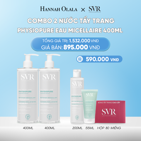  DEAL 07: COMBO 2 NƯỚC TẨY TRANG CHO DA NHẠY CẢM SVR PHYSIOPURE EAU MICELLAIRE 400ML 