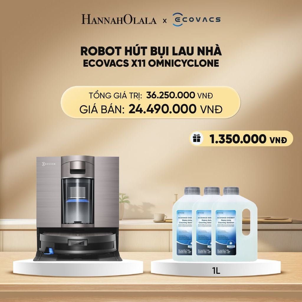  DEAL 8: ROBOT HÚT BỤI LAU NHÀ ECOVACS X11 OMNICYCLONE 