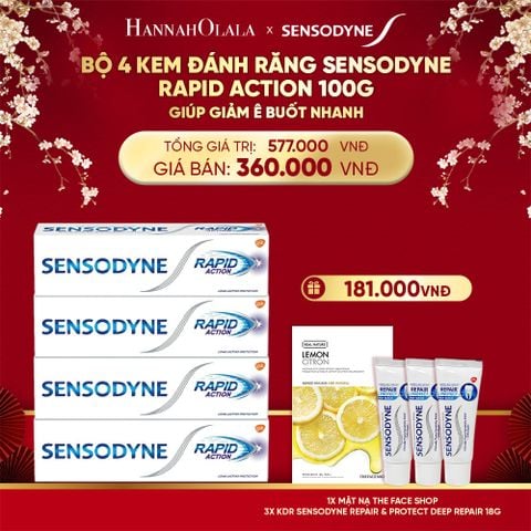  DEAL 7: BỘ 4 KEM ĐÁNH RĂNG SENSODYNE RAPID ACTION 100G GIÚP GIẢM Ê BUỐT NHANH 