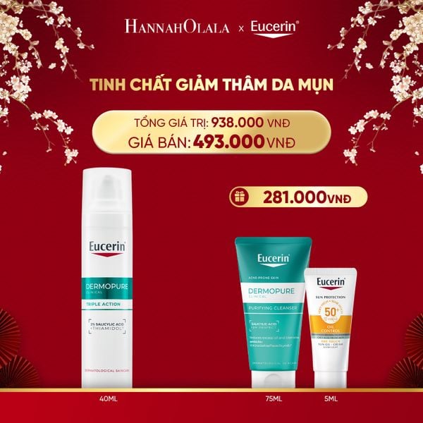  DEAL 07: TINH CHẤT GIÚP GIẢM THÂM MỤN VÀ DƯỠNG SÁNG DA
EUCERIN DERMOPURE CLINICAL TRIPLE ACTION 40ML 