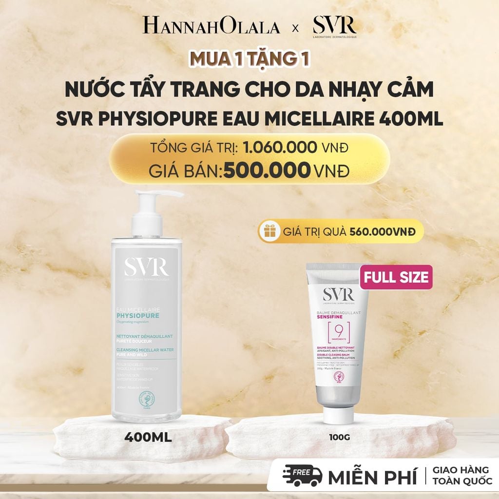  NƯỚC TẨY TRANG CHO DA NHẠY CẢM SVR PHYSIOPURE EAU MICELLAIRE 400ML - DEAL 07 