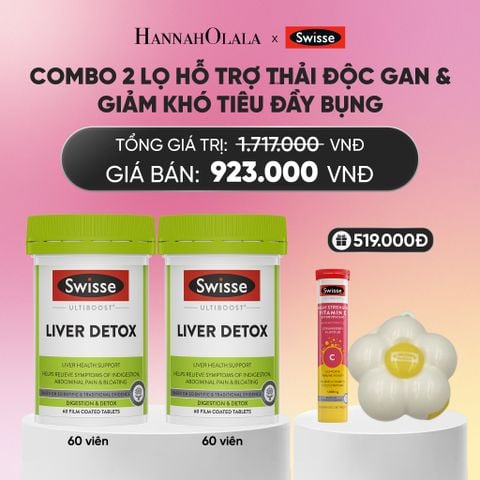  COMBO 2 LỌ HỖ TRỢ THẢI ĐỘC GAN & GIẢM KHÓ TIÊU ĐẦY BỤNG SWISSE ULTIBOOST LIVER DETOX 60 VIÊN/LỌ_A405 