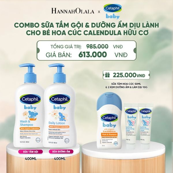  BỘ SỮA TẮM GỘI 400ML + SỮA DƯỠNG ẨM 400ML CETAPHIL BABY WITH ORGANIC CALENDULA DEAL 7: - A1288 
