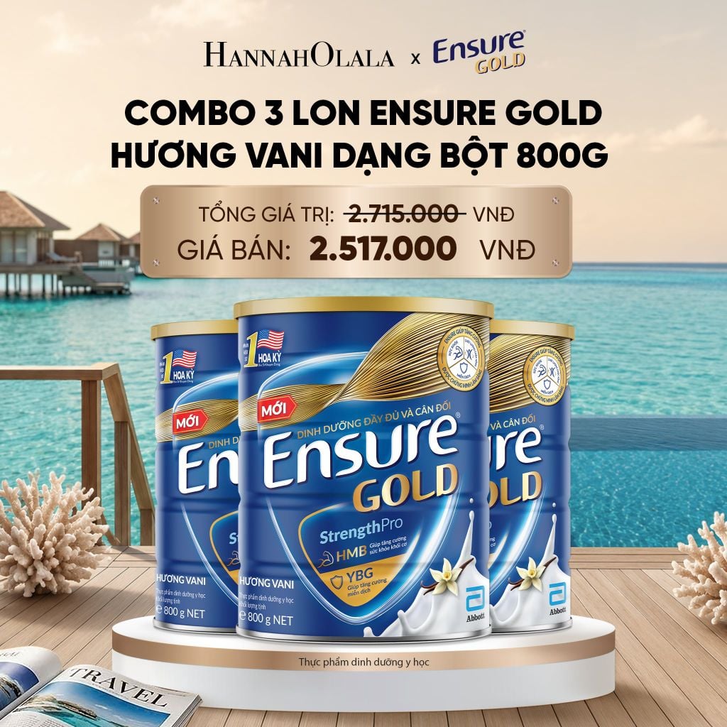  COMBO 3 LON ENSURE GOLD HƯƠNG VANI DẠNG BỘT 800G DEAL :_ D2148 