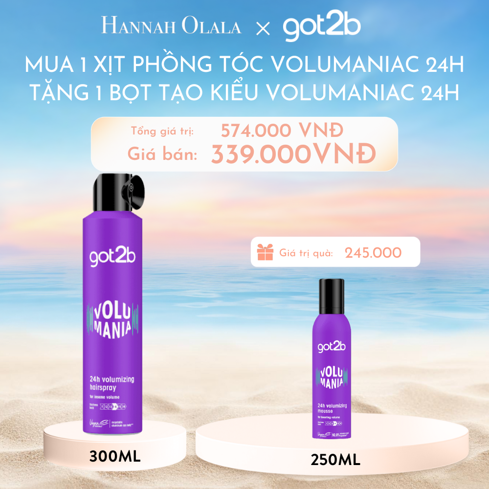  C658_DEAL 1: [MUA 1 TẶNG 1] MUA XỊT PHỒNG TÓC VOLUMANIAC 24H TẶNG BỌT TẠO KIỂU VÀ BẢO VỆ TÓC TRƯỚC NHIỆT ĐỘ CAO 
