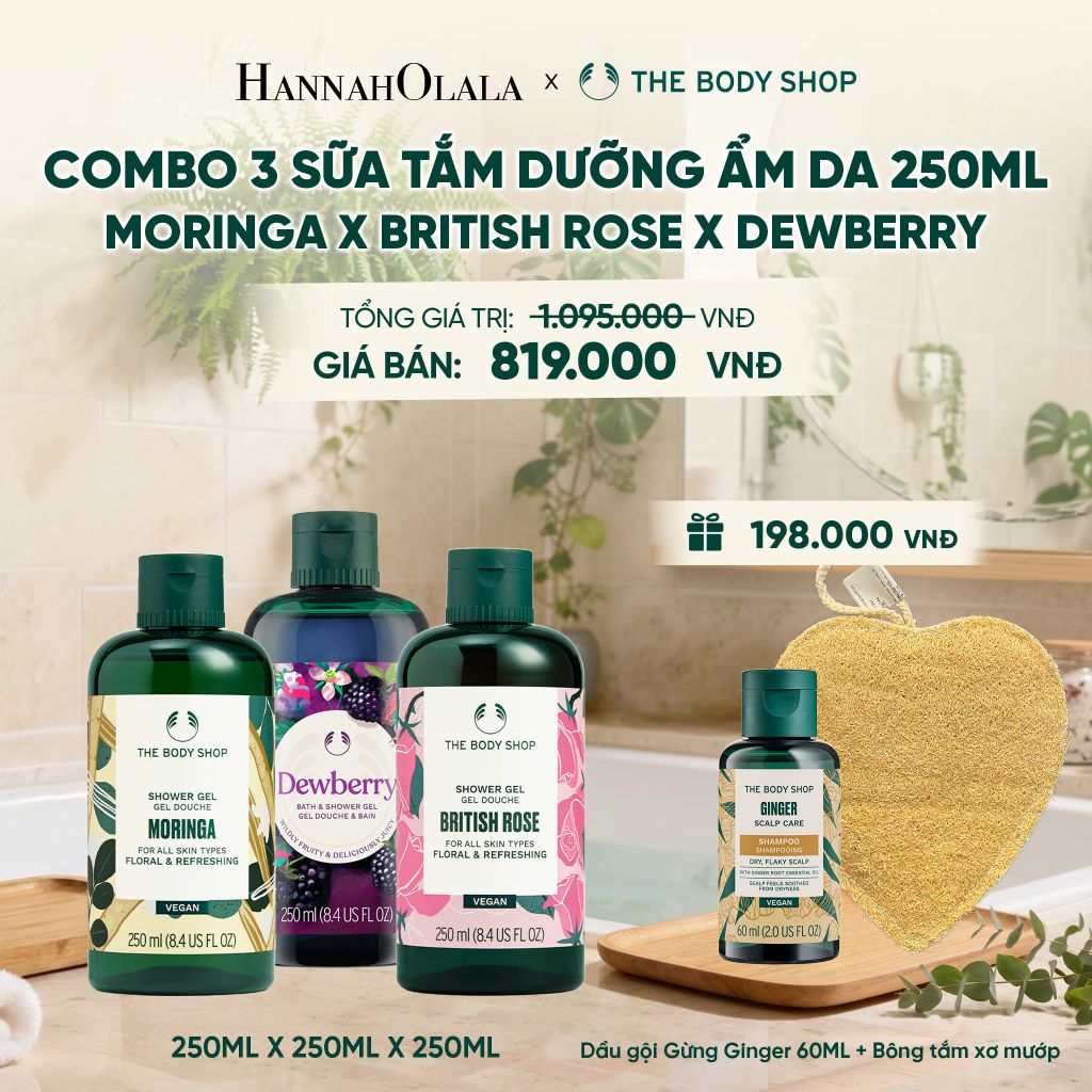  COMBO 3 SỮA TẮM THIÊN NHIÊN DƯỠNG ẨM DA 250ML - MORINGA X BRITISH ROSE X DEWBERRY - M07 