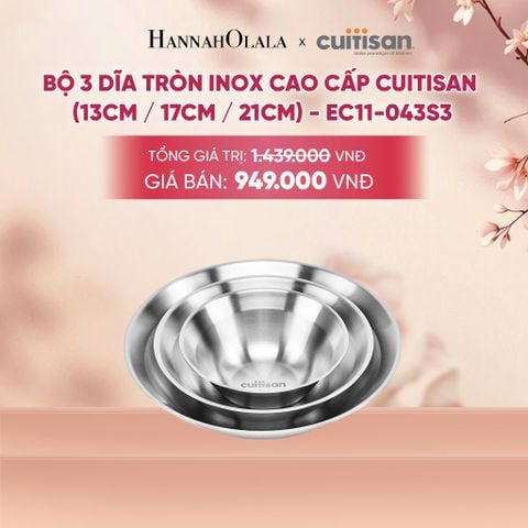  BỘ 3 DĨA TRÒN INOX CAO CẤP CUITISAN - DEAL 7 