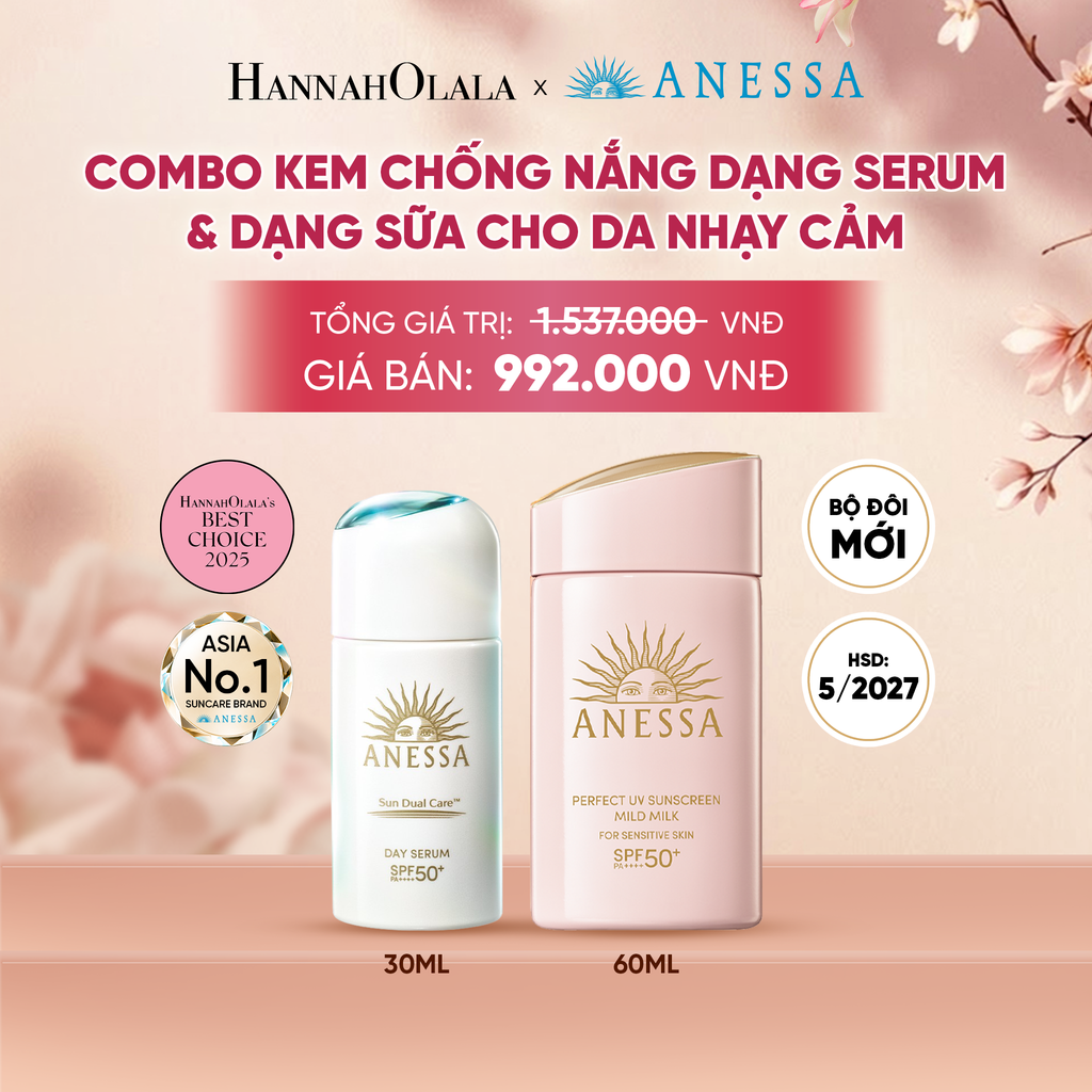  COMBO SERUM CHỐNG NẮNG & SỮA CHỐNG NẮNG BẢO VỆ VÀ DƯỠNG DA AN TOÀN CHO DA NHẠY CẢM ANESSA DAY SERUM 30ML + MILD MILK 60ML - DEAL 7 - A1642 