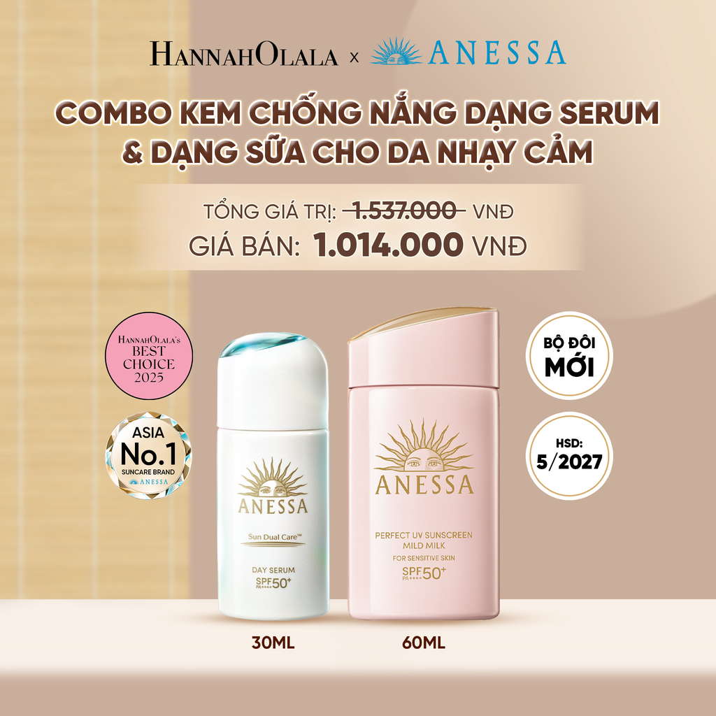  COMBO SERUM CHỐNG NẮNG & SỮA CHỐNG NẮNG BẢO VỆ VÀ DƯỠNG DA AN TOÀN CHO DA NHẠY CẢM ANESSA DAY SERUM 30ML + MILD MILK 60ML HSD: 24/05/2027 - DEAL 07 - A1249 