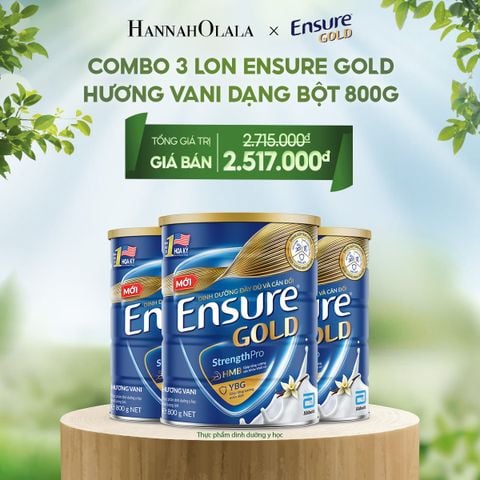  E119_DEAL 7: COMBO 3 LON ENSURE GOLD HƯƠNG VANI DẠNG BỘT 800G 
