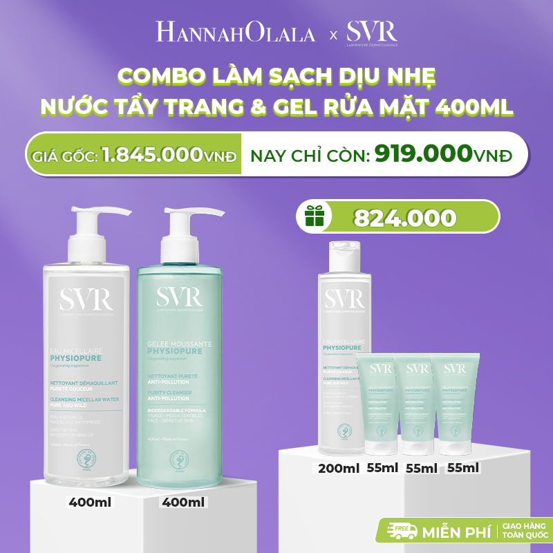  DEAL 07: COMBO LÀM SẠCH DỊU NHẸ NƯỚC TẨY TRANG PHYSIOPURE EAU MICELLAIRE 400ML VÀ GELEE MOUSSANTE 400ML 