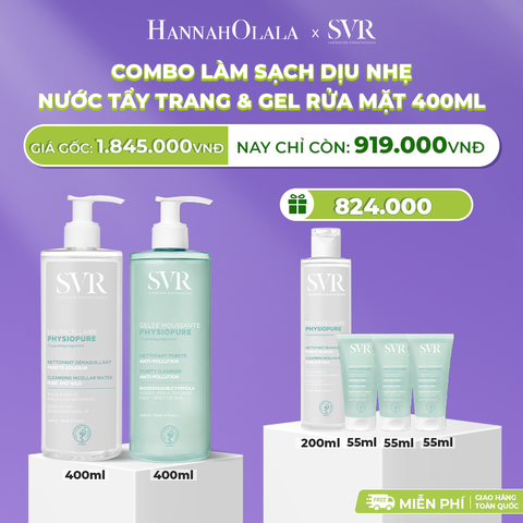  DEAL 07: COMBO LÀM SẠCH DỊU NHẸ NƯỚC TẨY TRANG PHYSIOPURE EAU MICELLAIRE 400ML VÀ GELEE MOUSSANTE 400ML 