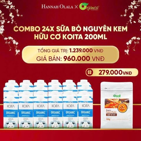  DEAL 6: COMBO 24 X SỮA BÒ NGUYÊN KEM HỮU CƠ KOITA 200ML 