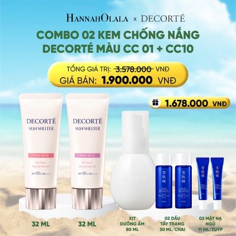  [FLASH DEAL 7]: COMBO 02 KEM CHỐNG NẮNG HIỆU CHỈNH TONE DA DECORTÉ SUN SHELTER 