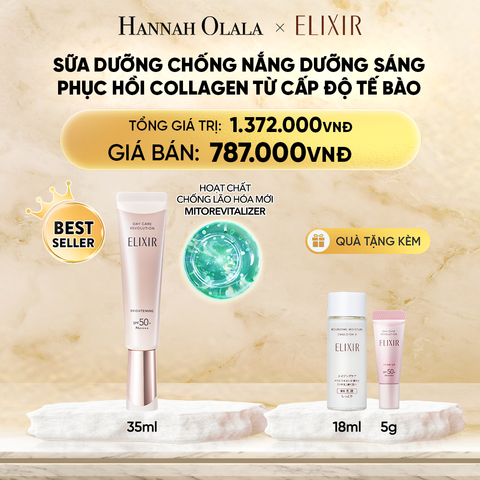 DEAL 7: [THẾ HỆ MỚI] SỮA CHỐNG NẮNG DƯỠNG SÁNG PHỤC HỒI COLLAGEN TỪ CẤP ĐỘ TẾ BÀO ELIXIR DAY CARE REVOLUTION SPF50+ 35ML 