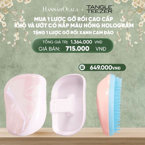  DEAL 7: MUA 1 LƯỢC GỠ RỐI TÓC KHÔ VÀ ƯỚT CÓ NẮP ĐẬY BẢO VỆ MÀU HỒNG HOLOGRAM TẶNG 1 LƯỢC GỠ RỐI TÓC ƯỚT NGUYÊN BẢN HỒNG CAM ĐÀO 