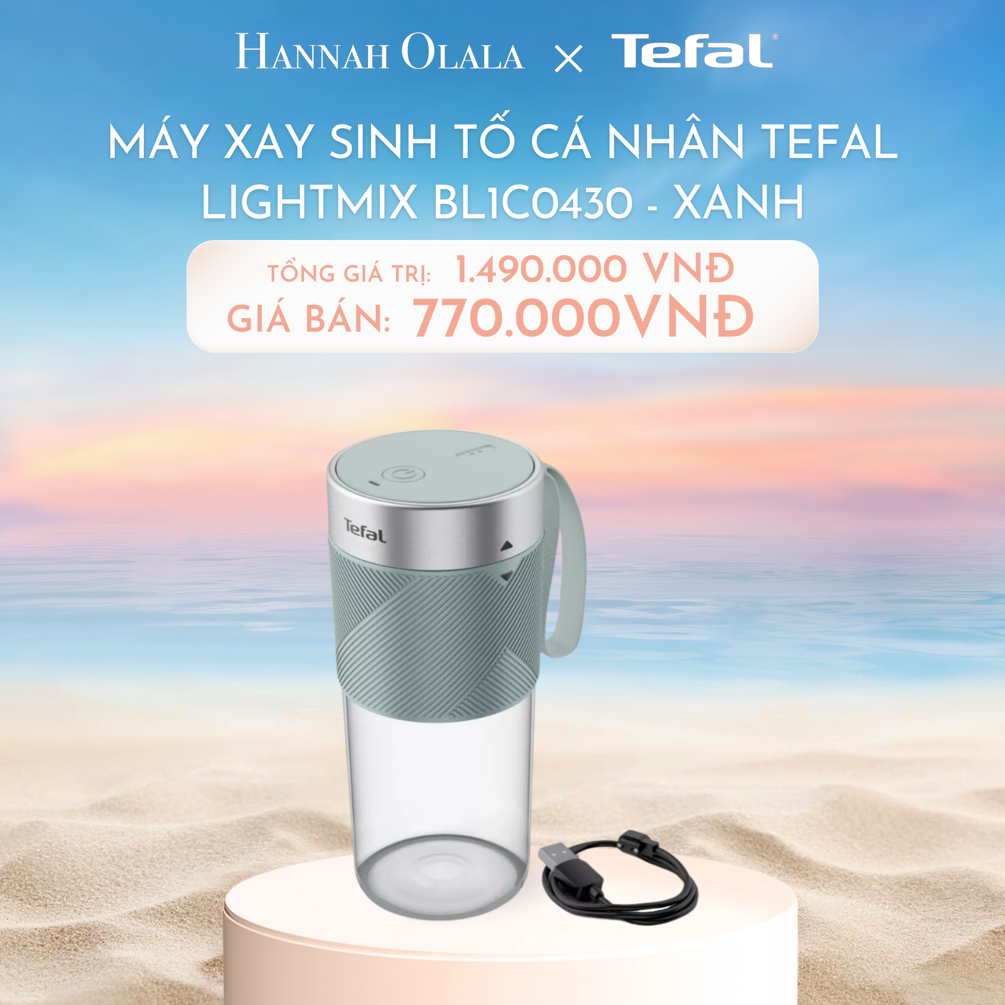  C1033_DEAL 7: MÁY XAY SINH TỐ CÁ NHÂN TEFAL LIGHTMIX BL1C0430 - XANH 