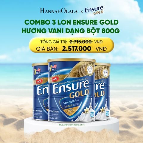  DEAL_7: COMBO 3 LON ENSURE GOLD HƯƠNG VANI DẠNG BỘT 800G 