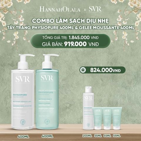  DEAL 07: COMBO LÀM SẠCH DỊU NHẸ NƯỚC TẨY TRANG PHYSIOPURE EAU MICELLAIRE 400ML VÀ GELEE MOUSSANTE 400ML 