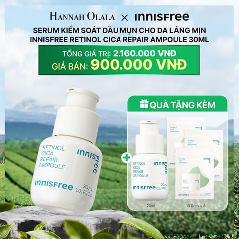  DEAL 7: SERUM KIỂM SOÁT DẦU MỤN CHO DA LÁNG MỊN INNISFREE RETINOL CICA REPAIR AMPOULE 30ML 