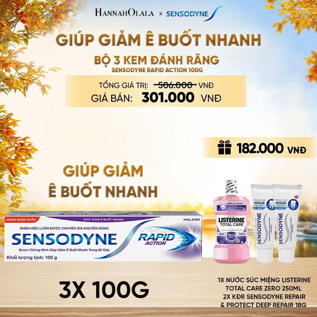  BỘ 3 KEM ĐÁNH RĂNG SENSODYNE RAPID ACTION 100G GIÚP GIẢM Ê BUỐT NHANH - E1871 