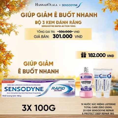  BỘ 3 KEM ĐÁNH RĂNG SENSODYNE RAPID ACTION 100G GIÚP GIẢM Ê BUỐT NHANH - E1871 
