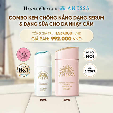  COMBO SERUM CHỐNG NẮNG & SỮA CHỐNG NẮNG BẢO VỆ VÀ DƯỠNG DA AN TOÀN CHO DA NHẠY CẢM ANESSA DAY SERUM 30ML + MILD MILK 60ML HSD: 24/05/2027 - DEAL 7 