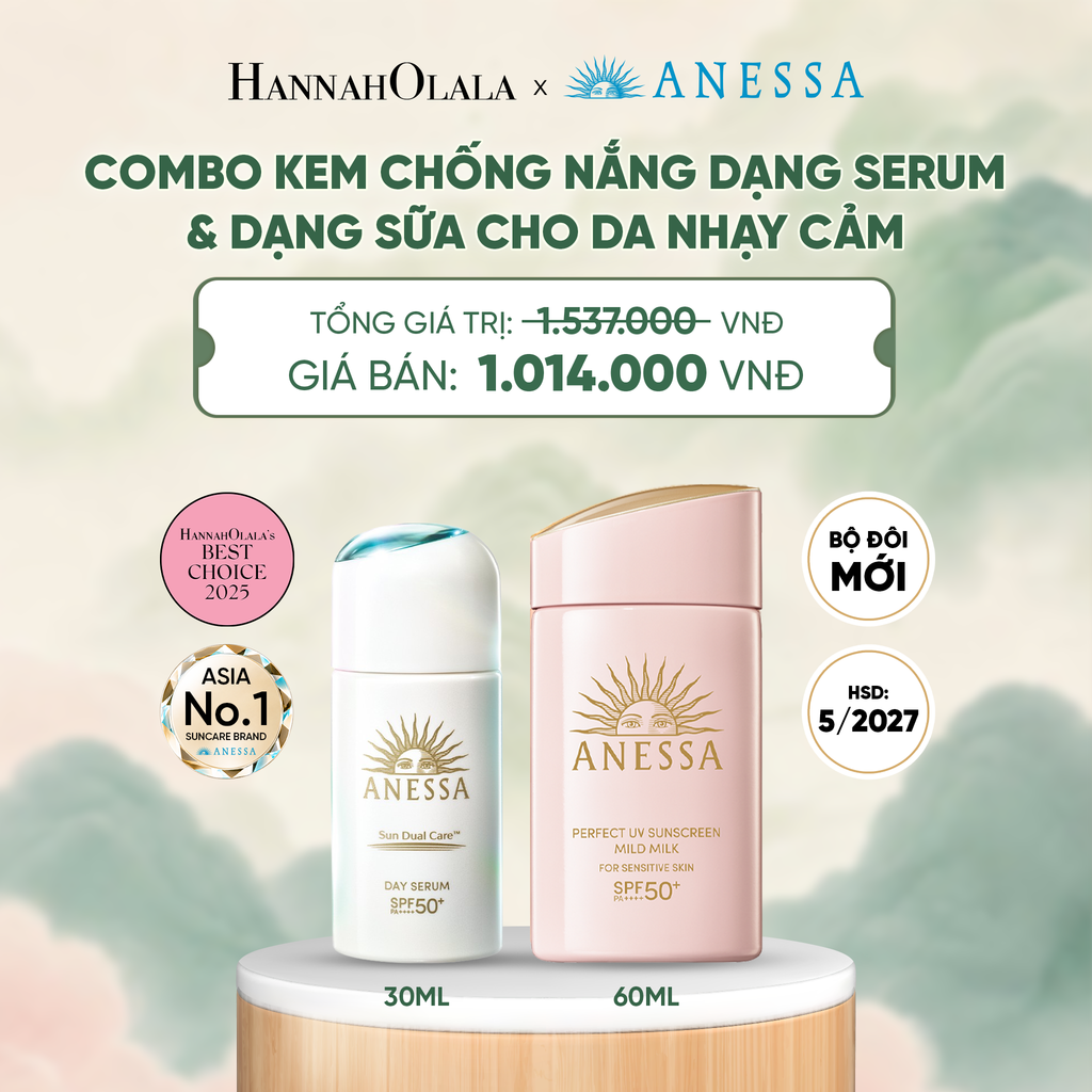  COMBO SERUM CHỐNG NẮNG & SỮA CHỐNG NẮNG BẢO VỆ VÀ DƯỠNG DA AN TOÀN CHO DA NHẠY CẢM ANESSA DAY SERUM 30ML + MILD MILK 60ML HSD: 24/05/2027 - DEAL 7 - A1199 