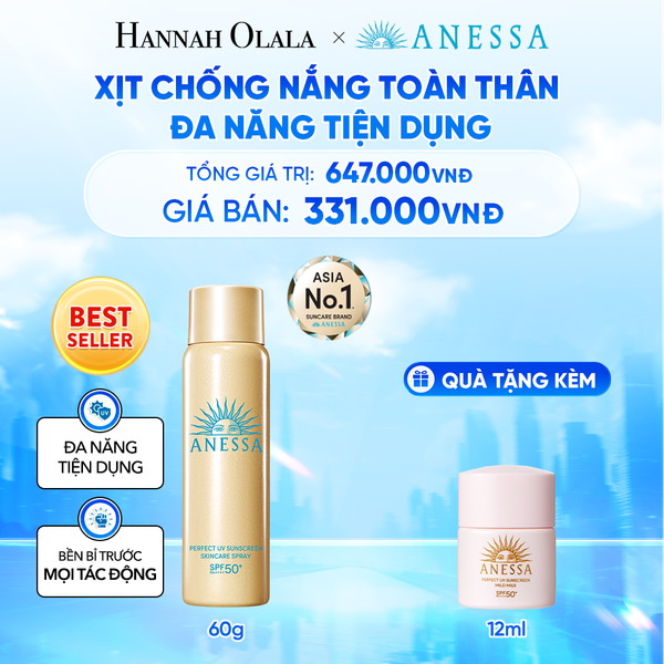  XỊT CHỐNG NẮNG DƯỠNG DA ĐA NĂNG TIỆN DỤNG BẢO VỆ HOÀN HẢO ANESSA GOLD SPRAY SPF50+ PA++++ 60G 