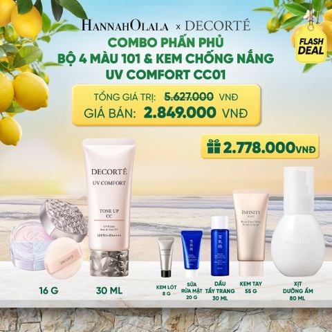  COMBO PHẤN PHỦ 4 MÀU 101 & KEM CHỐNG NẮNG DECORTÉ UV COMFORT (BẢN MỚI) 