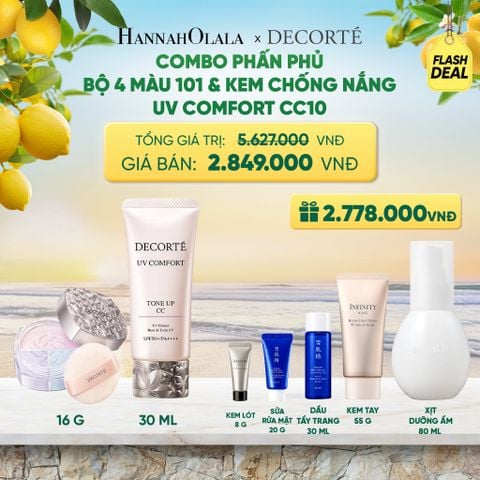  COMBO PHẤN PHỦ 4 MÀU 101 & KEM CHỐNG NẮNG DECORTÉ UV COMFORT (BẢN MỚI) 