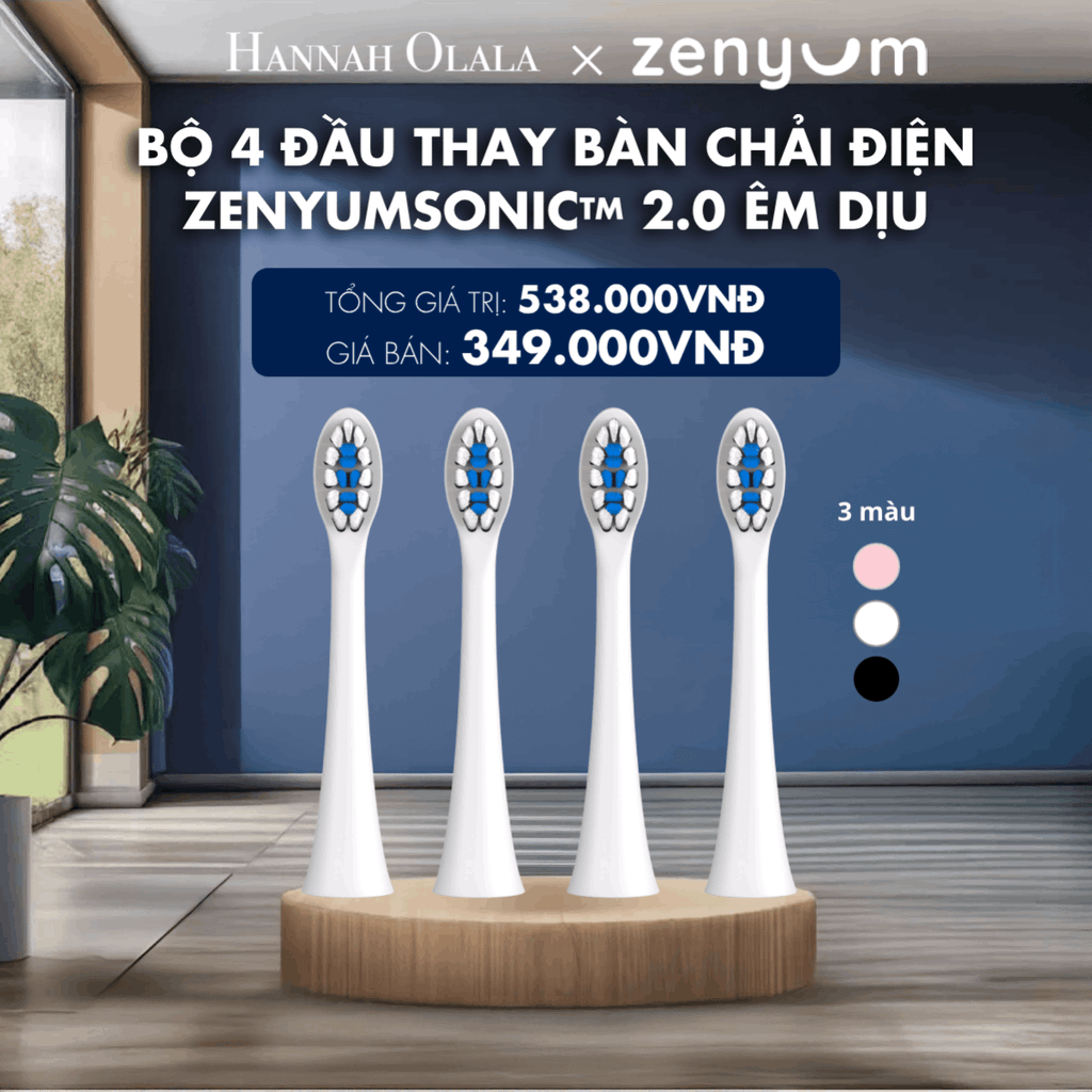  M206_DEAL 7: HỘP 4 ĐẦU BÀN CHẢI ZENYUM SONIC PHIÊN BẢN ÊM DỊU 