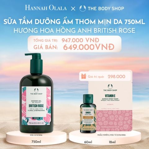  C715_DEAL 8: SỮA TẮM DƯỠNG ẨM DA HƯƠNG HOA HỒNG ANH QUỐC BRITISH ROSE SHOWER GEL 750ML 