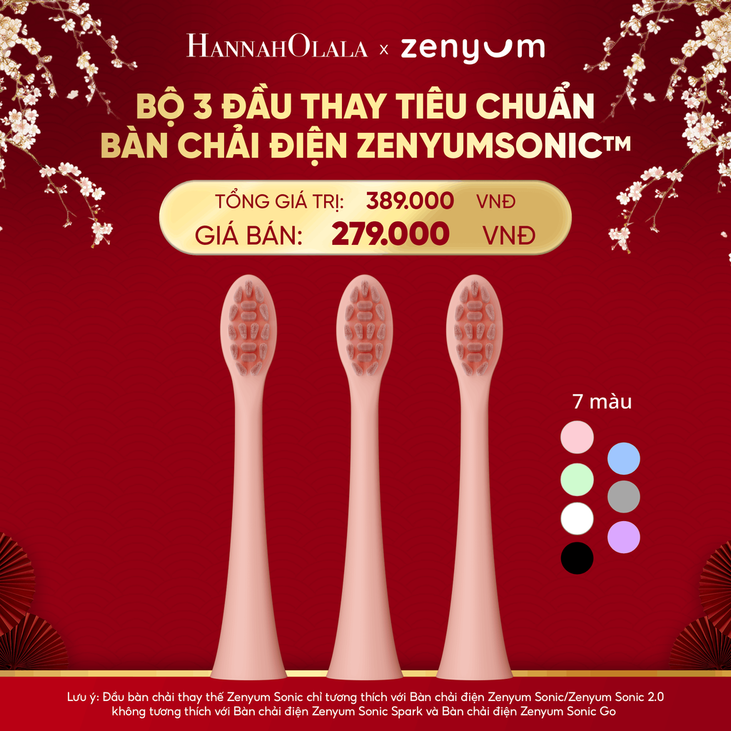  DEAL 7: BỘ 3 ĐẦU THAY THẾ BÀN CHẢI ĐIỆN ZENYUM SONIC PHIÊN BẢN TIÊU CHUẨN 