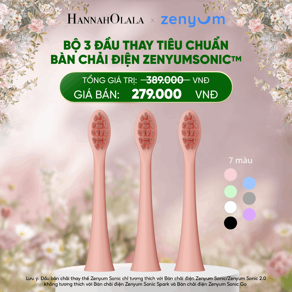  DEAL 7: BỘ 3 ĐẦU THAY THẾ BÀN CHẢI ĐIỆN ZENYUM SONIC PHIÊN BẢN TIÊU CHUẨN 