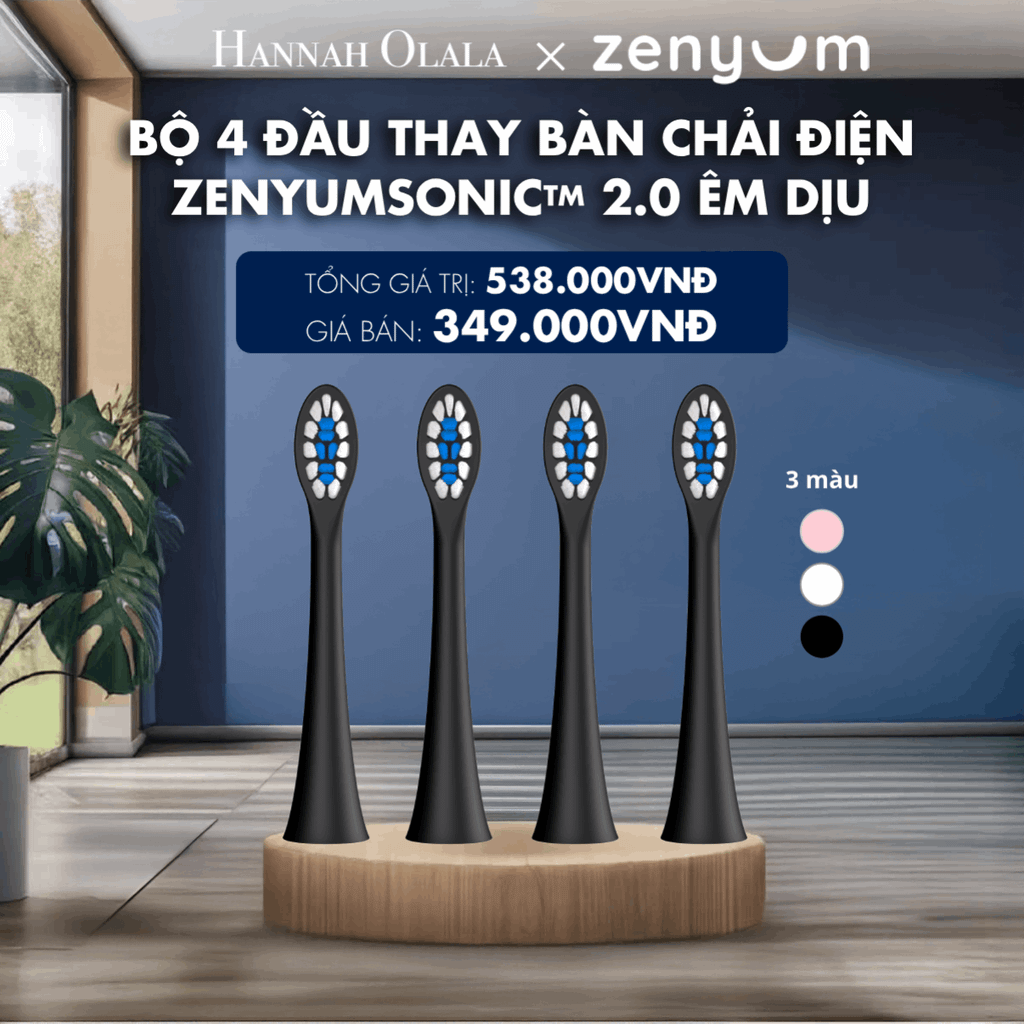  M206_DEAL 7: HỘP 4 ĐẦU BÀN CHẢI ZENYUM SONIC PHIÊN BẢN ÊM DỊU 