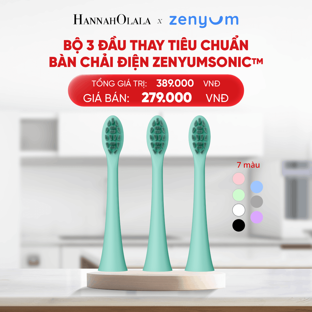  B176_DEAL 7: BỘ 3 ĐẦU THAY THẾ BÀN CHẢI ĐIỆN ZENYUM SONIC PHIÊN BẢN TIÊU CHUẨN 