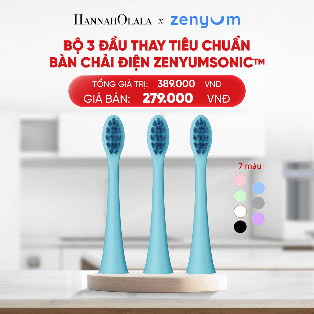  B176_DEAL 7: BỘ 3 ĐẦU THAY THẾ BÀN CHẢI ĐIỆN ZENYUM SONIC PHIÊN BẢN TIÊU CHUẨN 
