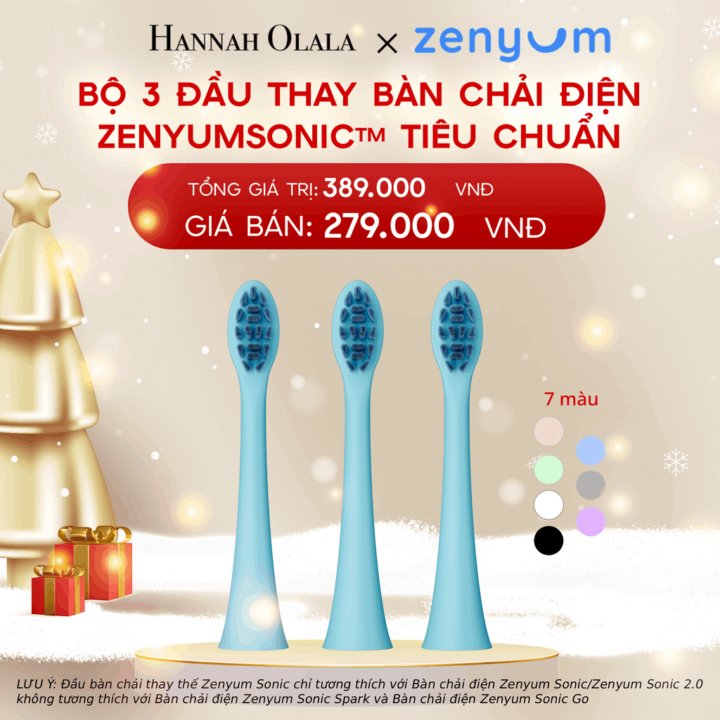  A1279_DEAL 7: BỘ 3 ĐẦU THAY THẾ BÀN CHẢI ĐIỆN ZENYUM SONIC PHIÊN BẢN TIÊU CHUẨN 
