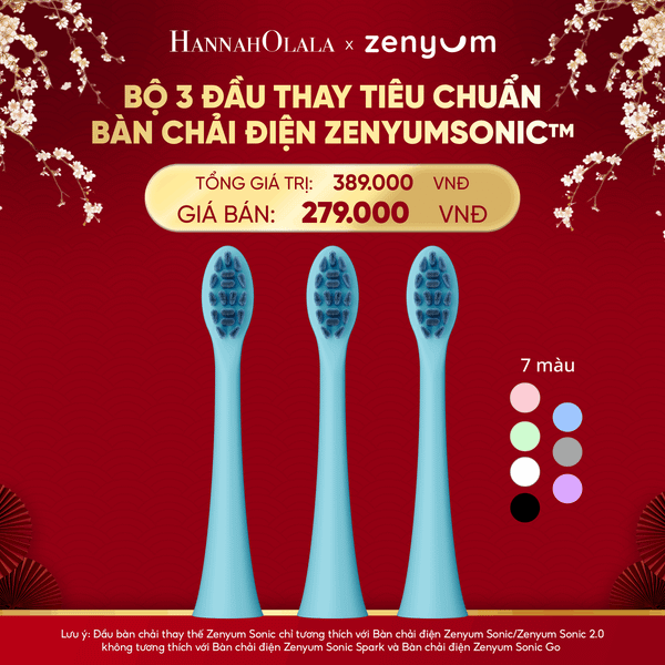 A549_DEAL 7: BỘ 3 ĐẦU THAY THẾ BÀN CHẢI ĐIỆN ZENYUM SONIC PHIÊN BẢN TIÊU CHUẨN 